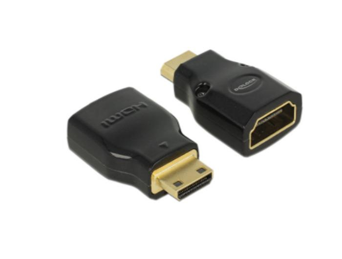 65665 DELOCK 65665 - Mini-HDMI - HDMI - Male - Female - Gold - 3840 x 2160 pixels