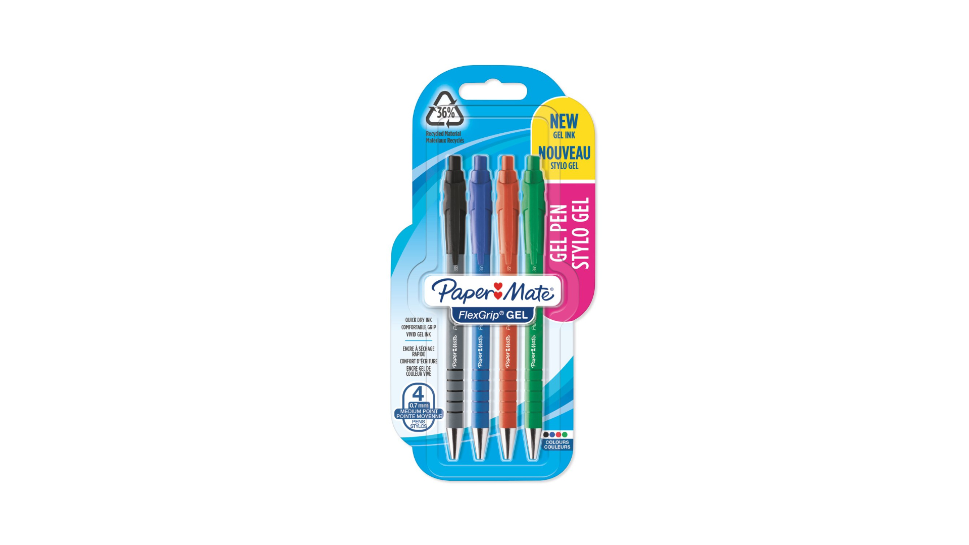 Image of Papermate FlexGrip Gel Retractable gel pen Medium Black, Blue,...