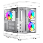 GAMEMAX Hype White Mid-Tower ATX Gaming Case With Dual Chamber Panoramic Tempered Glass With 3 x 120mm GameMax Infinity ARGB Fans Inc.