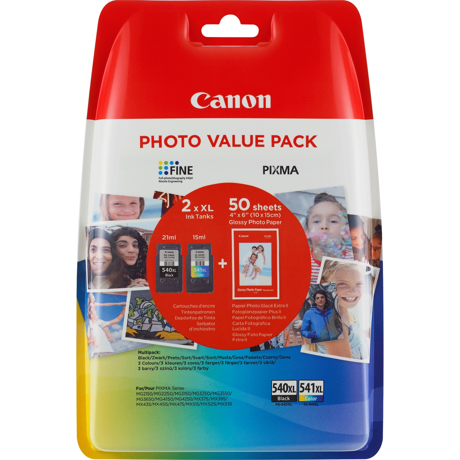 Canon PG-540XL/CL541XL cartucho de tinta 2 pieza(s) Original Alto rendimiento (XL) Negro, Cian, Amarillo, Magenta