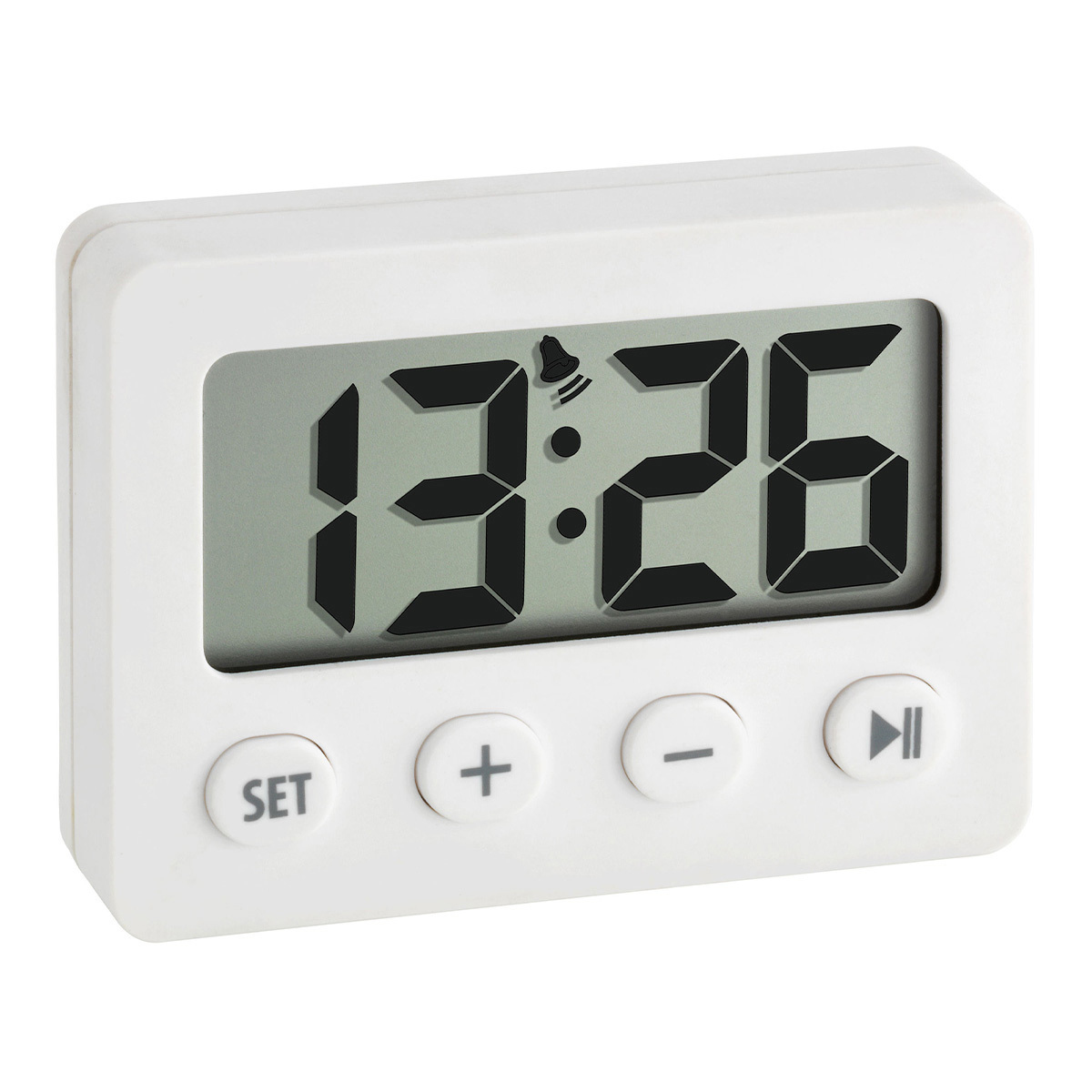 Image of TFA-Dostmann 60.2014.02 - Quartz alarm clock - Rectangle - White -...