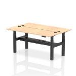 Dynamic Air Back-to-Back W1800 x D600mm Height Adjustable Sit Stand 2 Person Bench Desk With Cable Ports Maple Finish Black Frame - HA02514 DD