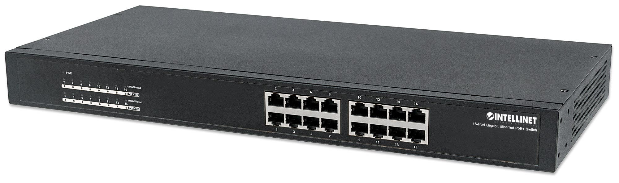 Image of Intellinet 16-Port Gigabit Ethernet PoE+ Switch, 16 x PoE ports,...