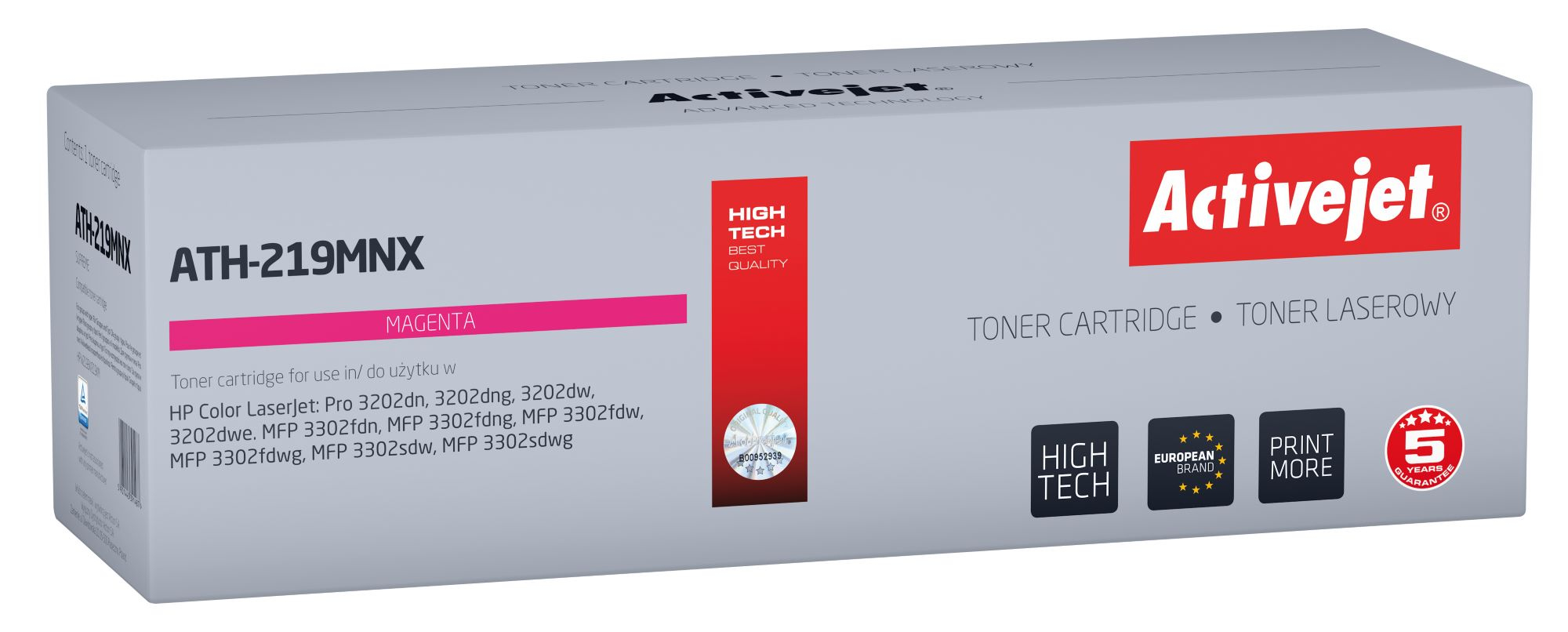 Activejet ATH-219MNX Toner for HP printer, replacement HP 219X W2193X; Supreme; 2500 pages; magenta, with chip