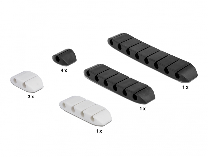 DeLOCK Cable holder trapezoid self-adhesive combo set 10 pieces black / white