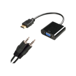 4XEM 4XHDMIVGAAB video cable adapter 9.84" (0.25 m) HDMI + 3.5mm VGA (D-Sub) + 3.5mm Black