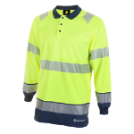 BEESWIFT High Visibility  Two Tone Polo Shirt Long Sleeve Saturn Yellow / Navy M