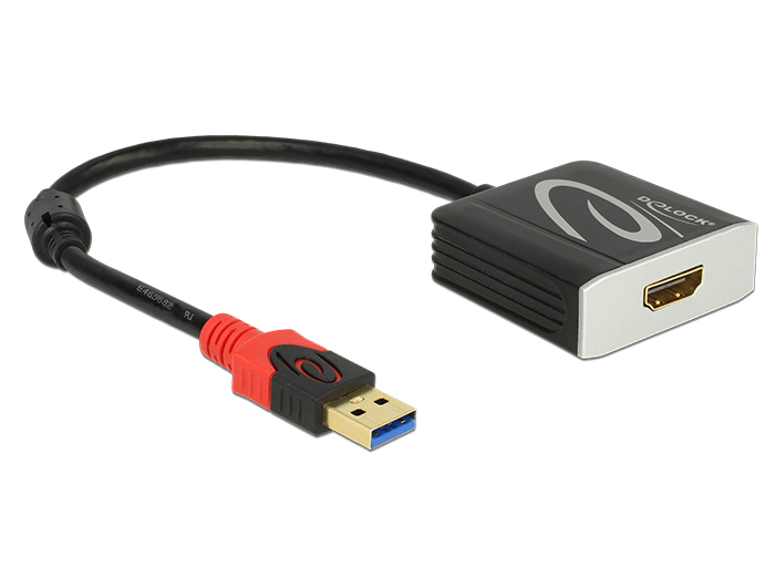 Image of DeLOCK 62736 video cable adapter 0.2 m USB Type-A HDMI Black