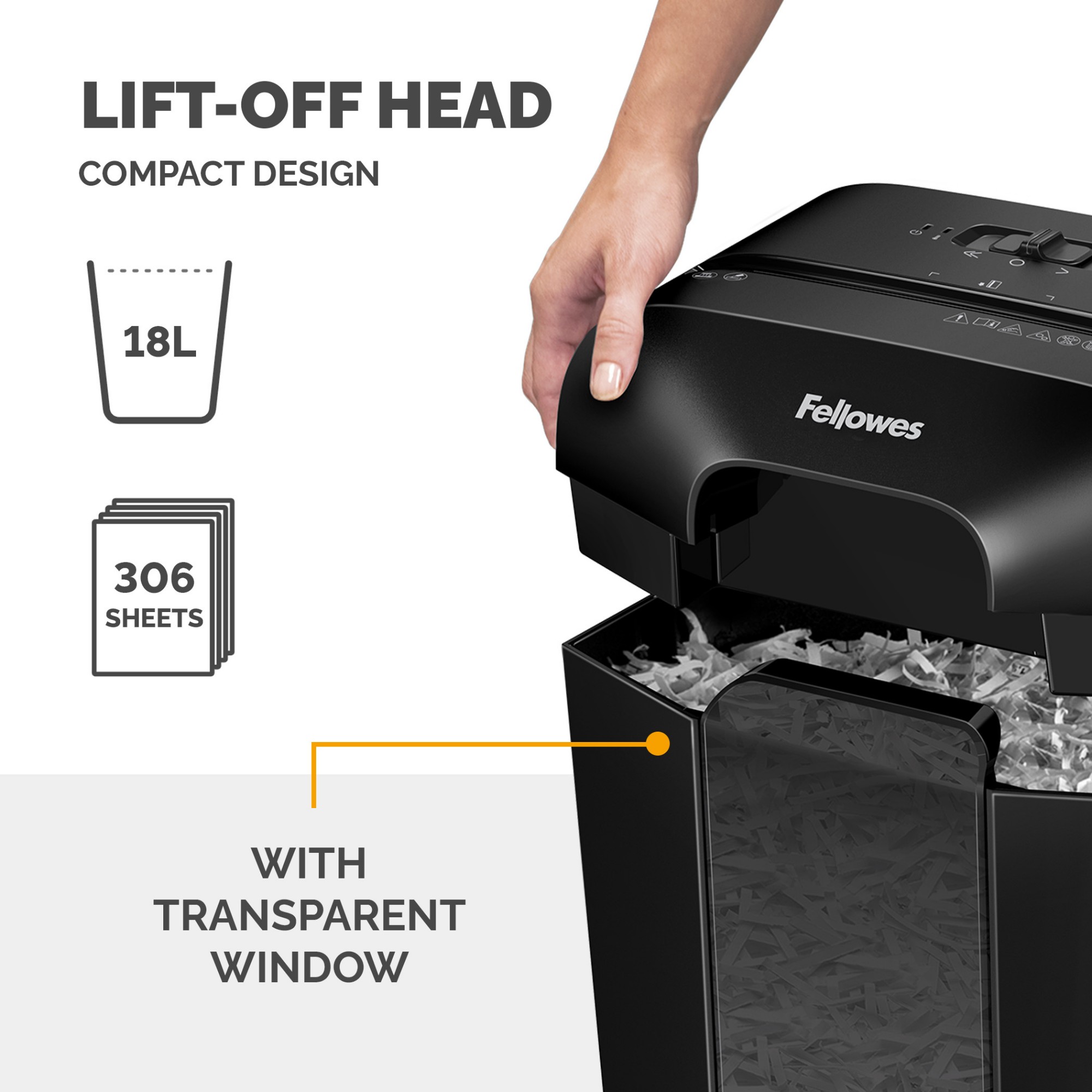 Fellowes LX Series Paper Shredder LX70 11 Sheet Cross Cut Shredder with 18 Litre Bin High Security P4 Black