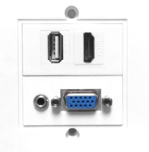 Image of Vivolink WI221293 socket-outlet HDMI + VGA + USB A + 3.5mm White