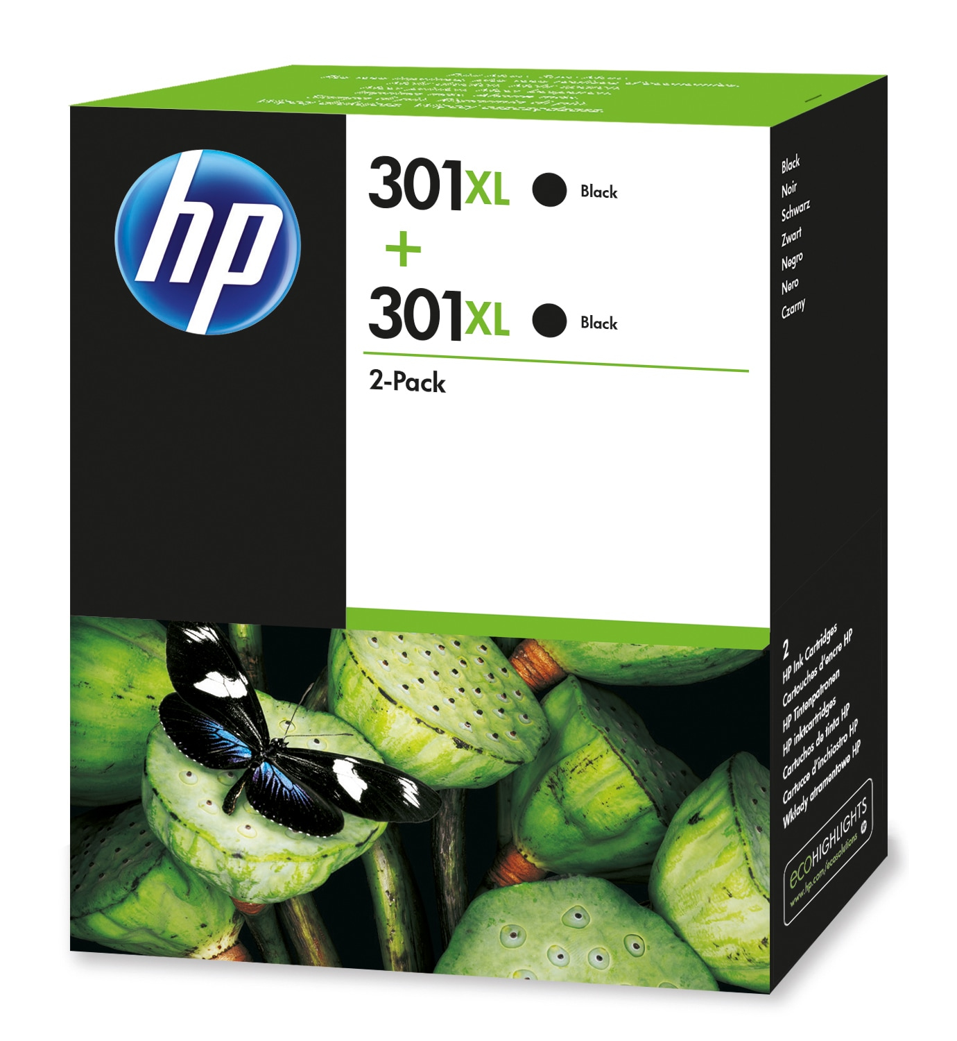 HP D8J45AE/301XL Printhead cartridge black high-capacity twin pack. 2x