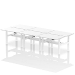 Dynamic Air Back-to-Back W1200 x D800mm Height Adjustable Sit Stand 6 Person Bench Desk With Cable Ports White Finish White Frame - HA01846 DD