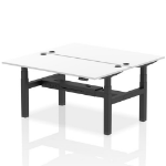 Dynamic Air Back-to-Back W1600 x D800mm Height Adjustable Sit Stand 2 Person Bench Desk With Cable Ports White Finish Black Frame - HA02346 DD