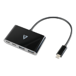 V7 USB-C Male to 2 x USB A Female, 2 x USB-C Female Hub USB 3.2 Gen1 5Gbps Black