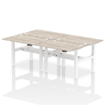 Dynamic Air Back-to-Back W1200 x D800mm Height Adjustable Sit Stand 4 Person Bench Desk With Cable Ports Grey Oak Finish White Frame - HA01726 DD