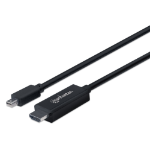 Manhattan Mini DisplayPort 1.1 to HDMI Cable, 1080p@60Hz, 1.8m, Male to Male, Black, Three Year Warranty, Polybag