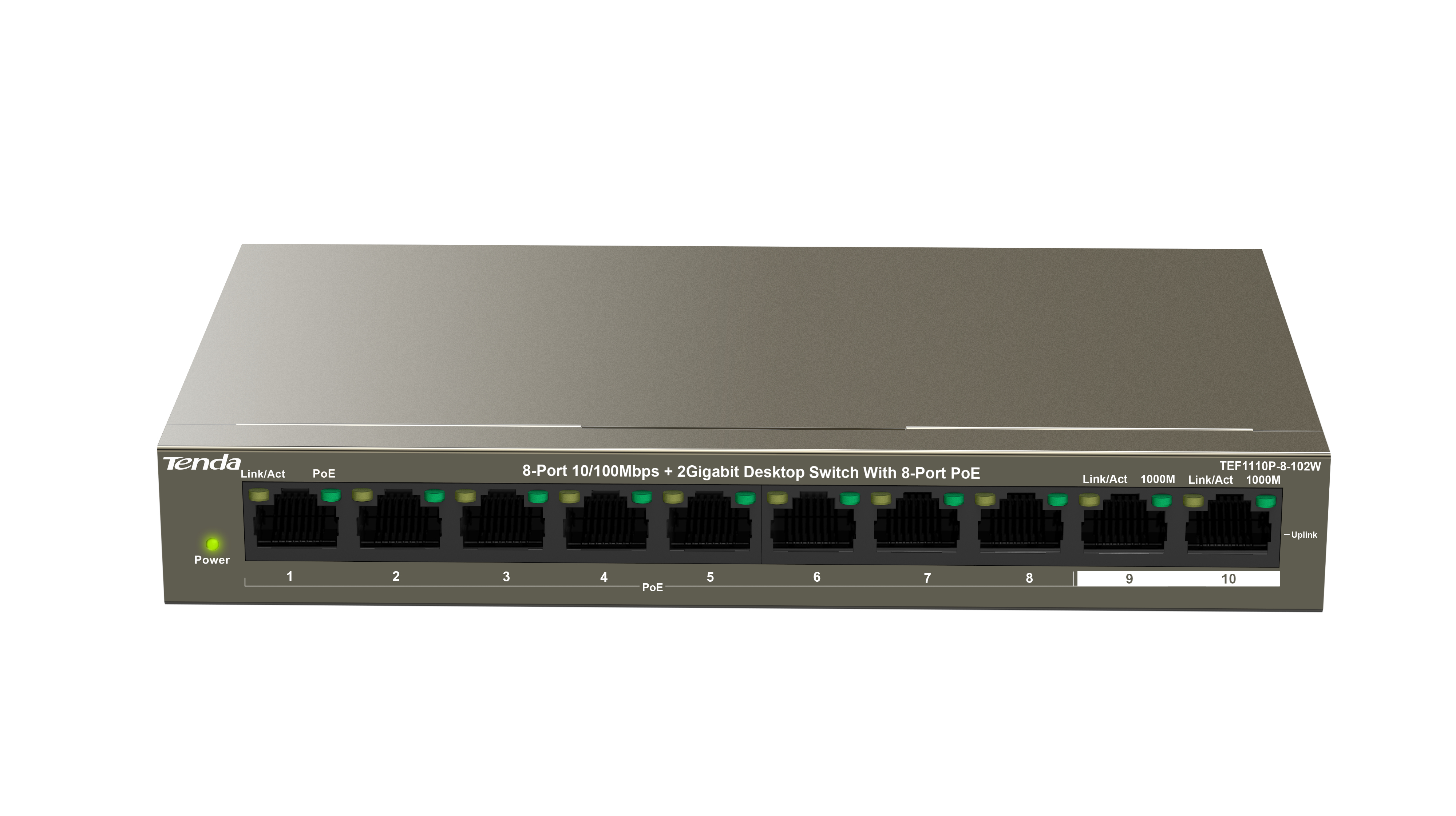 Image of Tenda TEF1110P-8-102W network switch Unmanaged Fast Ethernet...