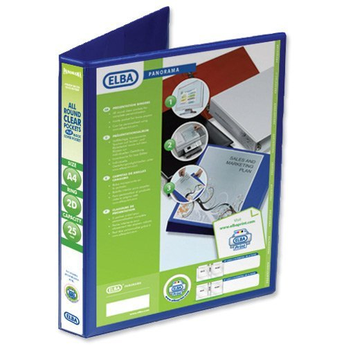 Elba Panorama 25mm 2 D-Ring Presentation Binder A4 Blue (6 Pack) 400008412