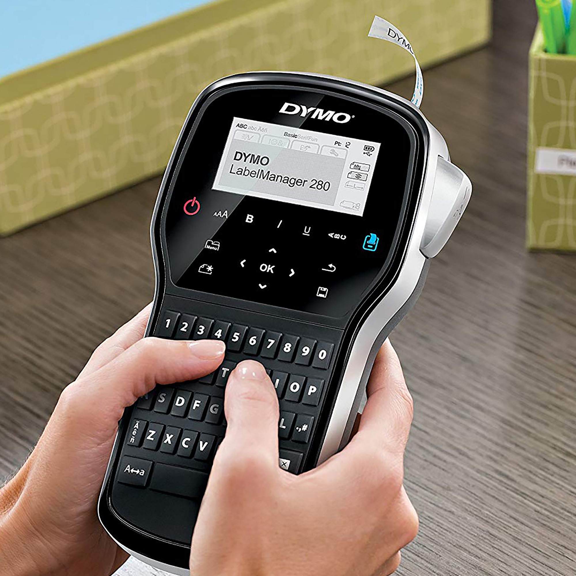 DYMO LabelManager 280 Rechargeable Handheld Label Maker Kit | QWERTY Keyboard | with 2 Rolls of D1 Labels & Carrying Case