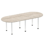 Dynamic Impulse W2400 x D1000 x H740mm Boardroom Table Post Leg Grey Oak Finish Brushed Aluminium Frame - I003740 DD