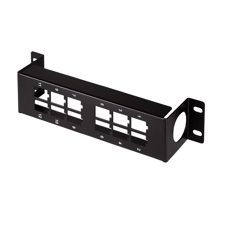 LogiLink Keystone bracket for wall or 10-inch mounting, 12 ports, black
