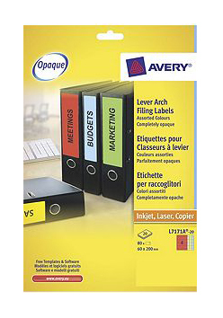 Avery Lever Arch Spine Label 200x60mm (Pack of 80) L7171A-20
