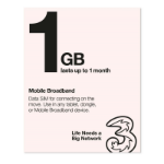 Three Three 3G 4G & 5G-Ready 1GB Prepaid Mobile Broadband Trio SIM Card