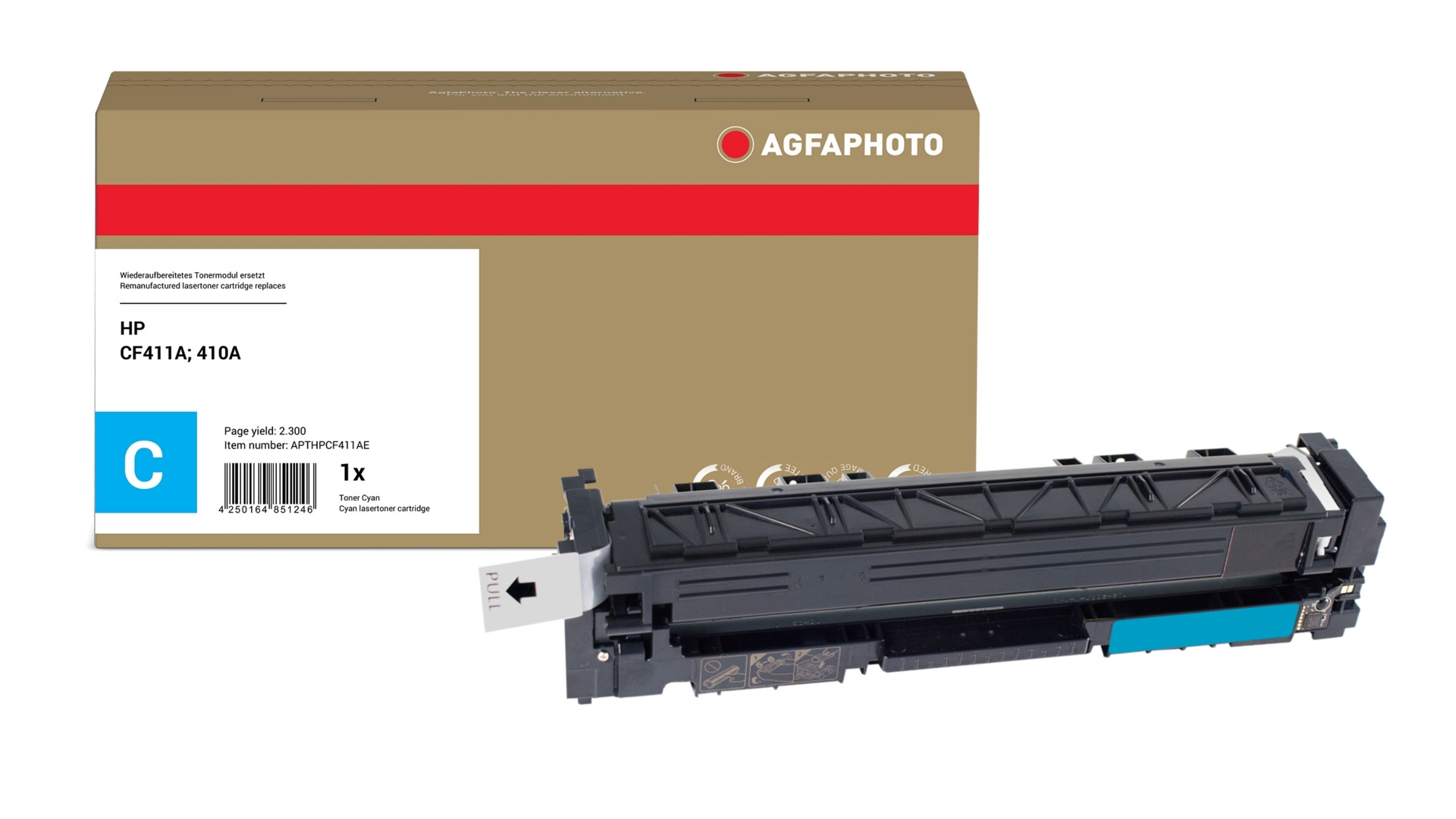 AgfaPhoto Compatible Toner Cartridge. Cyan. Replacement for HP CF411A.