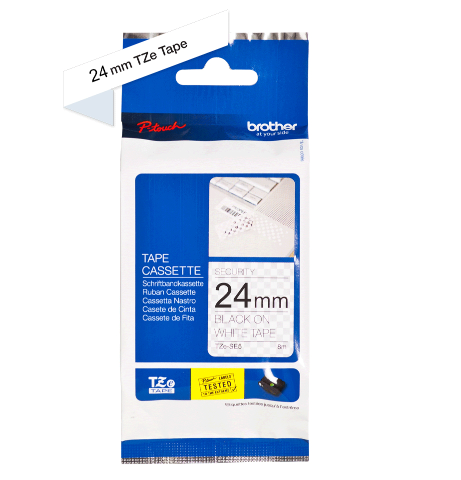 Brother TZe-SE5 Labelling Tape 24mm Black on White TZESE5
