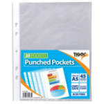 Tiger Multi Punched Pocket Polypropylene A5 45 Micron Top Opening Clear (Pack 20) - 301085