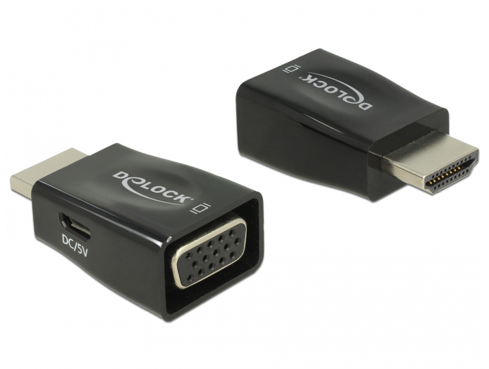 Image of DeLOCK 65902 cable gender changer HDMI A VGA Black