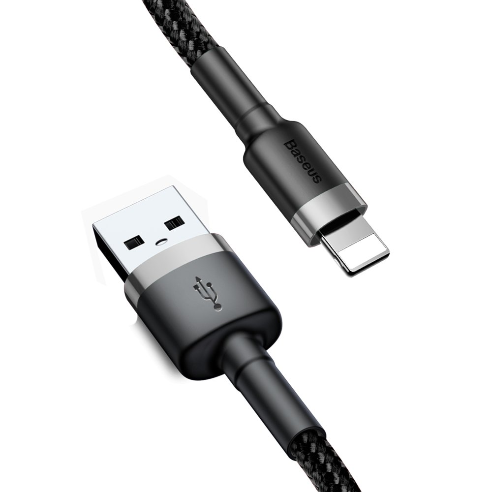 EU Product - Cafule USB-A to Lightning Cable QC 3.0, 2A, 3m - Grey/Black thumbnail