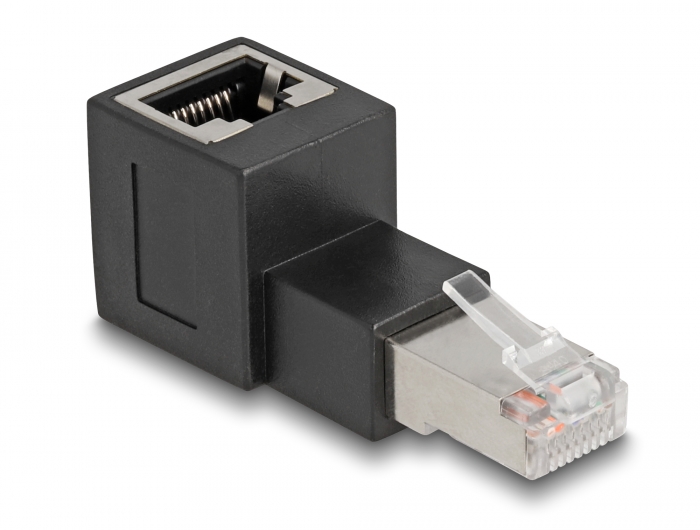DeLOCK RJ45 plug to RJ45 jack Adapter Cat.6A 90Â° upwards angled