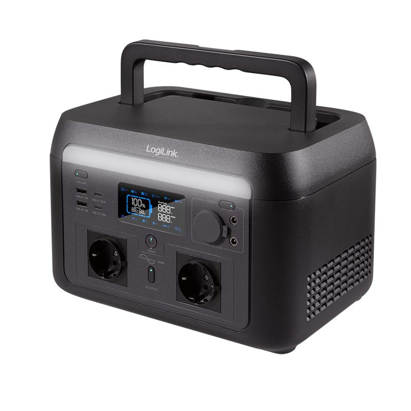 LogiLink Portable power station, 600W, LiFePO4 battery, Tuya compatible