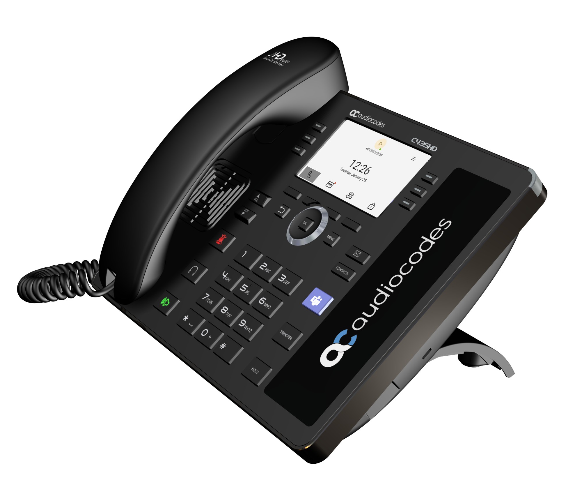 AudioCodes Teams C435HD-R IP-Phone PoE GbE with an external power supply  black