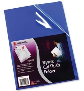 Image of Rexel Nyrex A4 Cut Flush Folders Blue (25)