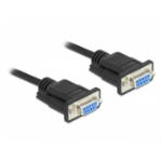 DeLOCK Serial Cable RS-232 D-Sub 9 female to female null modem with narrow plug housing - CTS / RTS auto control - 2 m