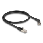 DeLOCK RJ45 Network Cable Cat.6A S/FTP plug 45° right angled to plug straight 0.5 m black