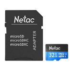 NETAC P500 32GB MicroSDHC Card with SD Adapter U1 Class 10 Up to 90MB/s