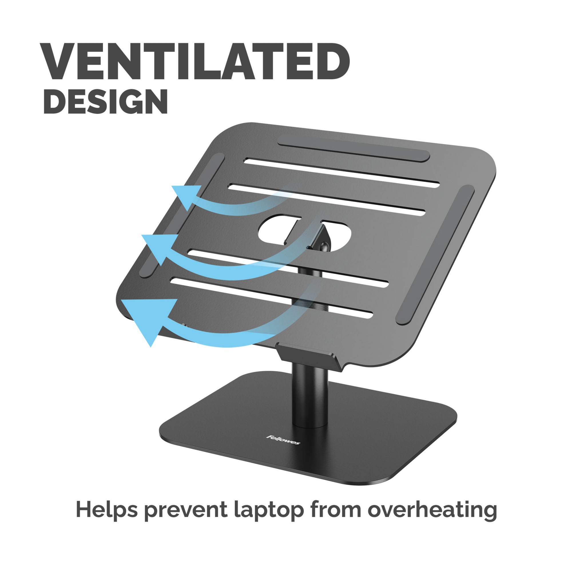 Fellowes Alumia Laptop Riser Desk Based Laptop Stand Max Size 15 inch Max Weight 5kg Black