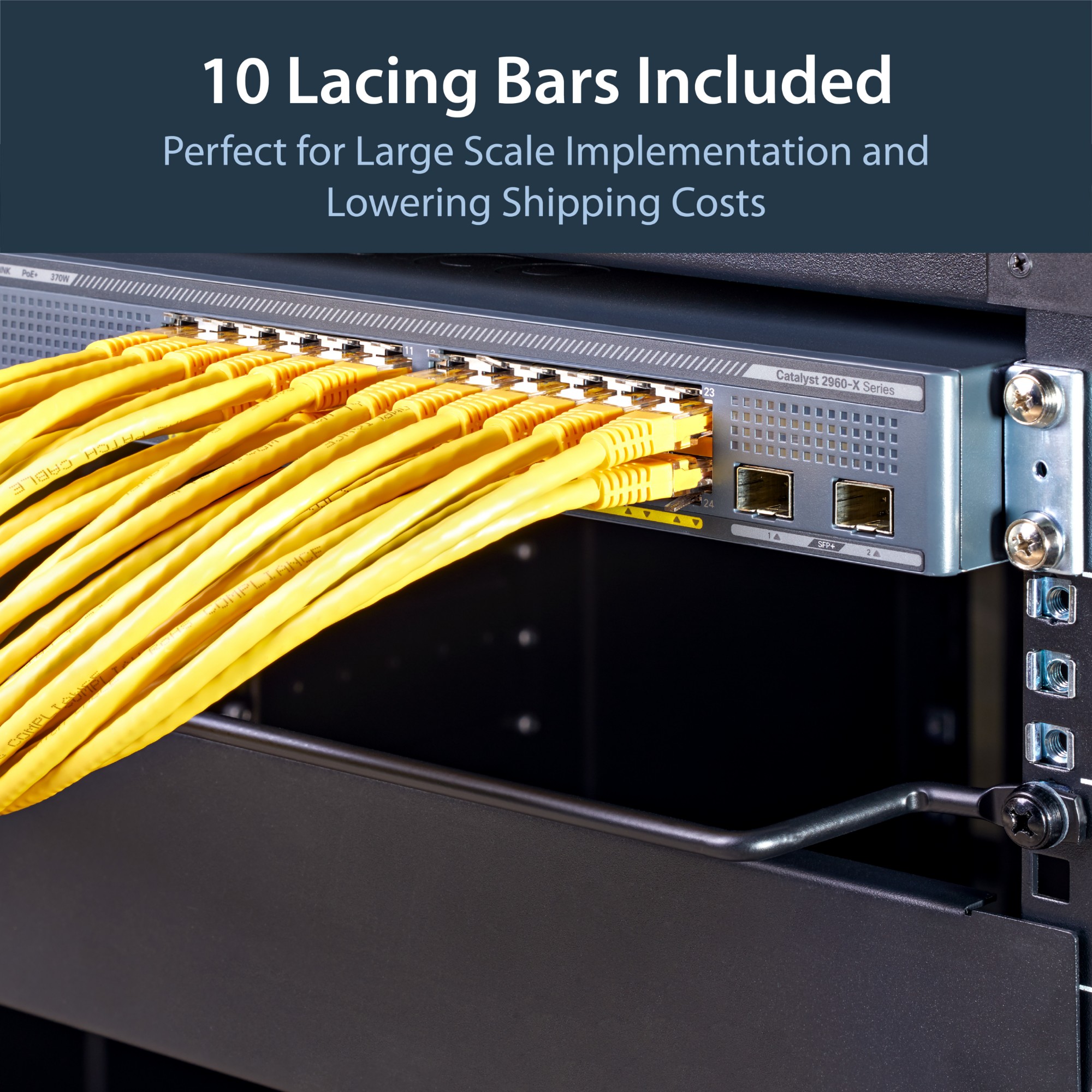 StarTech.com Horizontal Cable Lacing Bars with 2 in. Offset for Racks - 10 Pack