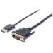 Manhattan DisplayPort 1.2a to DVI-D 24+1 Cable, 3m, Male to Male, Passive, supports HD (720p,1080i and 1080p@60Hz), enhanced (480p) and standard (NTSC or PAL), Compatible with DVD-D, Black, Three Year Warranty, Polybag