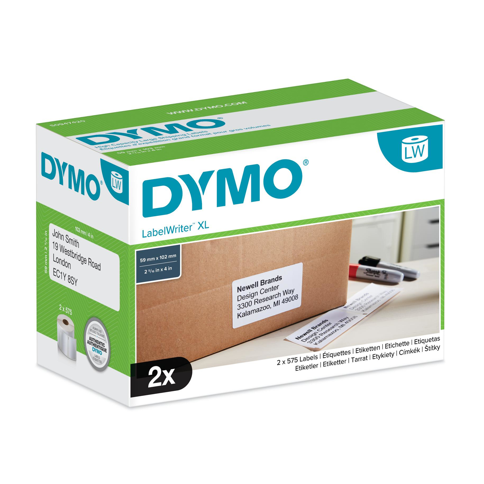 Image of Dymo S0947420 DirectLabel-etikettes 102mm x 59mm 2x575 for...
