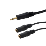 connektgear 0.15m 3.5mm Stereo Jack Audio Splitter Cable - Male to 2 x Female - Gold Connectors