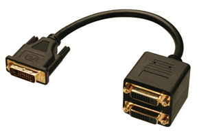 Image of Lindy DVI Splitter Cable DVI cable 0.18 m DVI-D Black