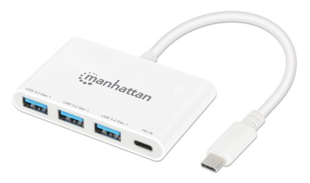 Image of Manhattan USB-C Dock/Hub, Ports (4): USB-A (x3) and USB-C, 5 Gbps...