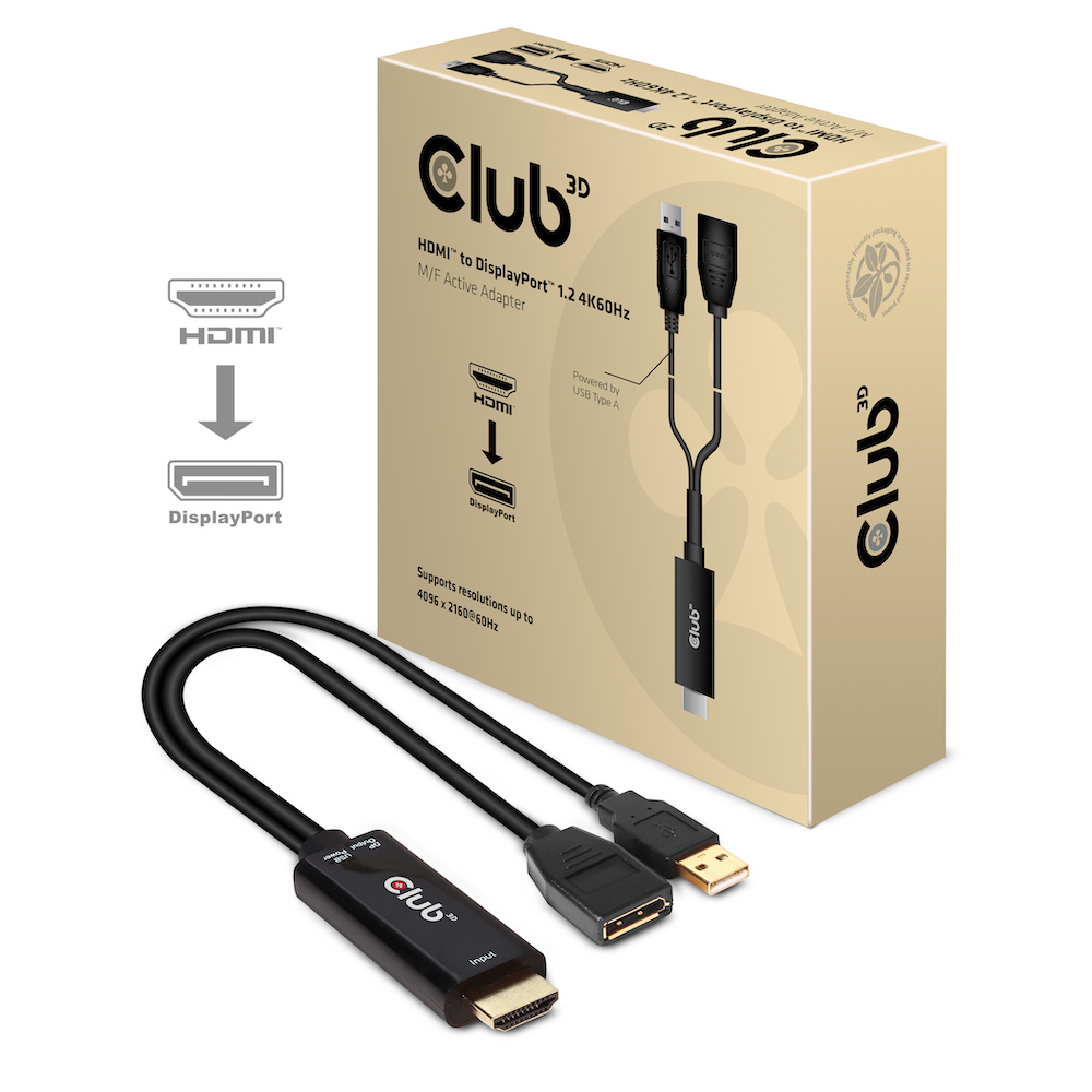Photos - Cable (video, audio, USB) Club3D HDMI 2.0 TO DISPLAYPORT 1.2 4K60HZ HDR M/F ACTIVE ADAPTER Black CAC 