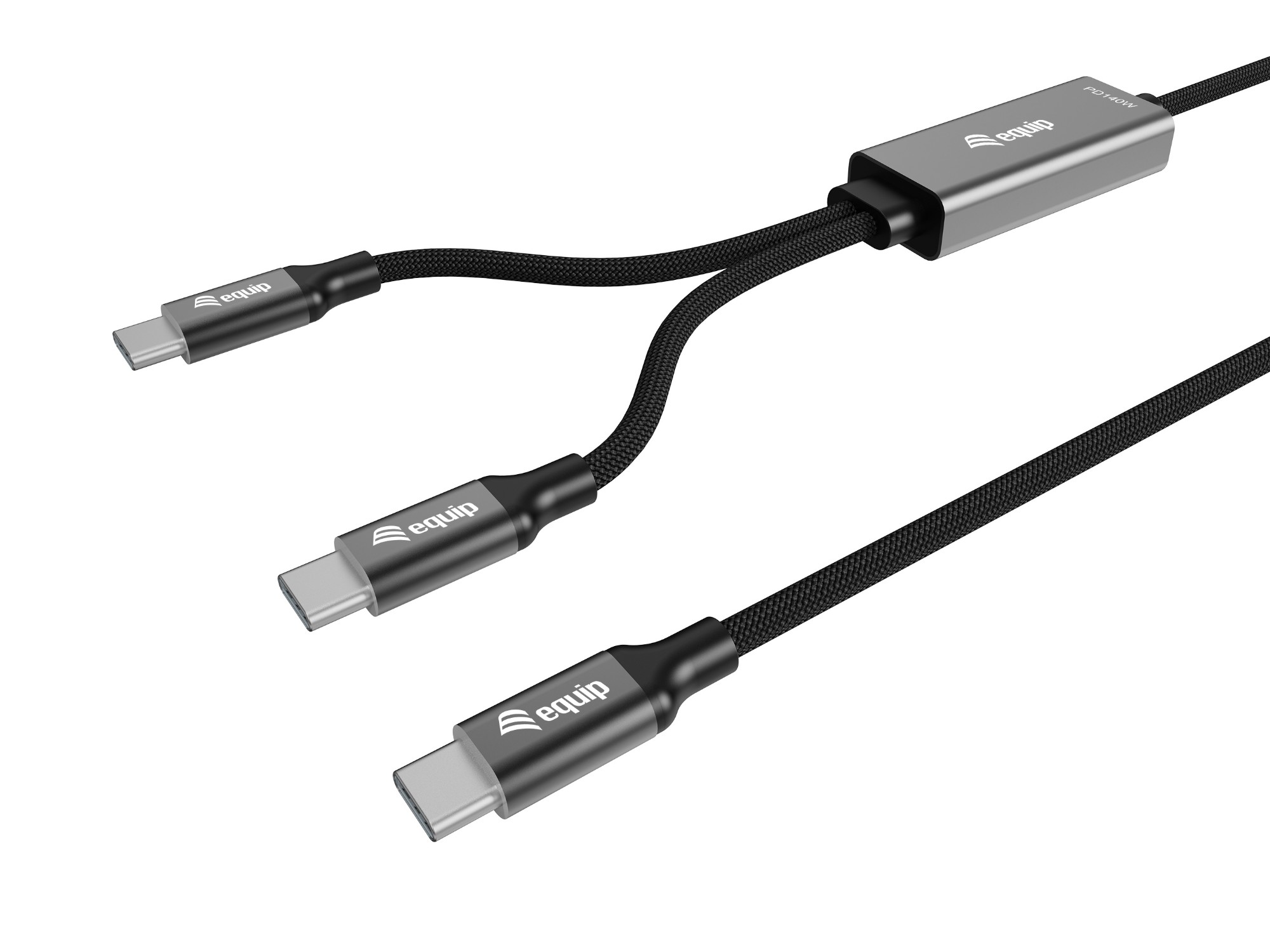 Equip USB-C to C Y-Charging Cable. 1.5m. PD 140W. Black