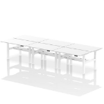 Dynamic Air Back-to-Back W1400 x D800mm Height Adjustable Sit Stand 6 Person Bench Desk With Cable Ports White Finish White Frame - HA02170 DD
