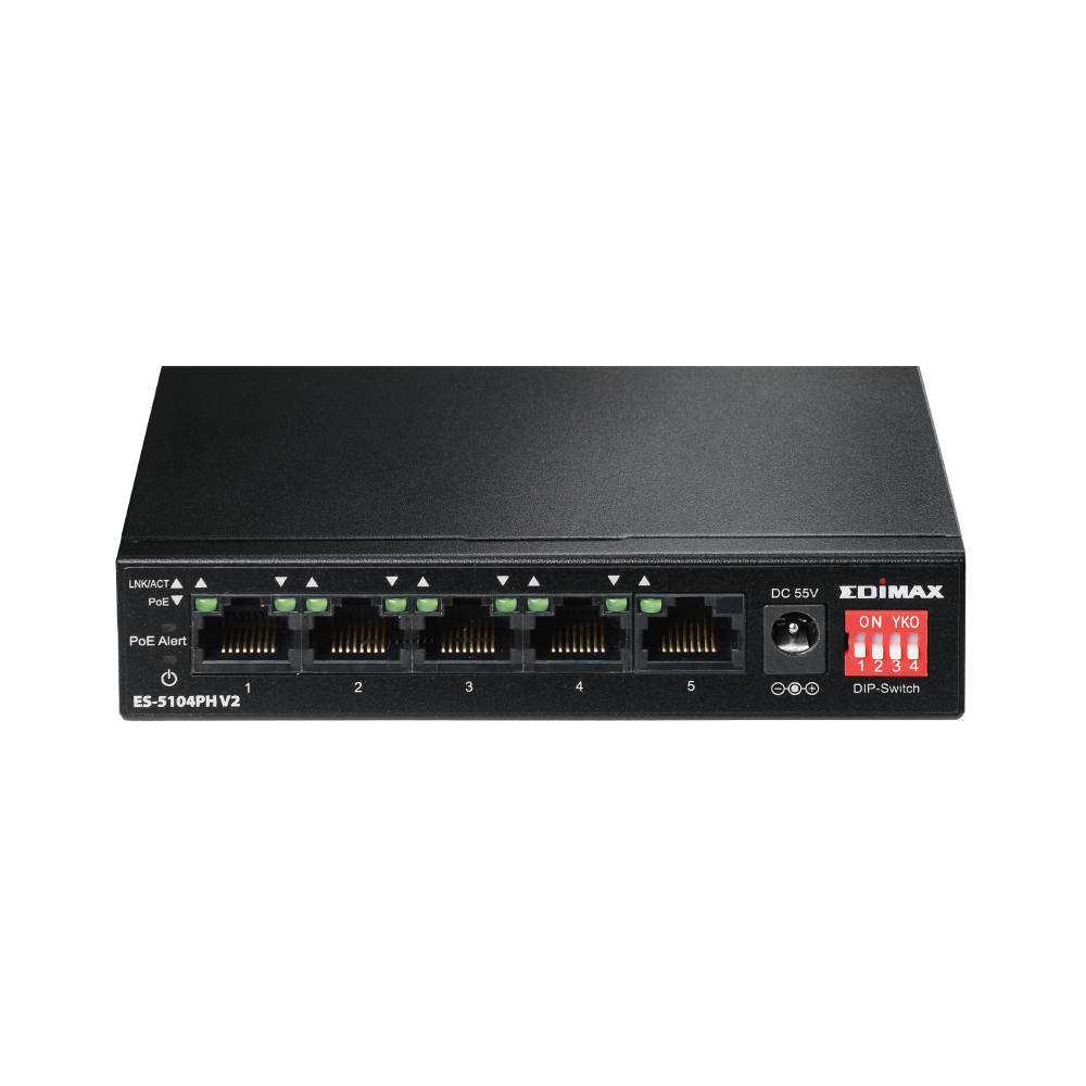 Image of Edimax ES-5104PH V2 network switch Fast Ethernet (10/100) Power...